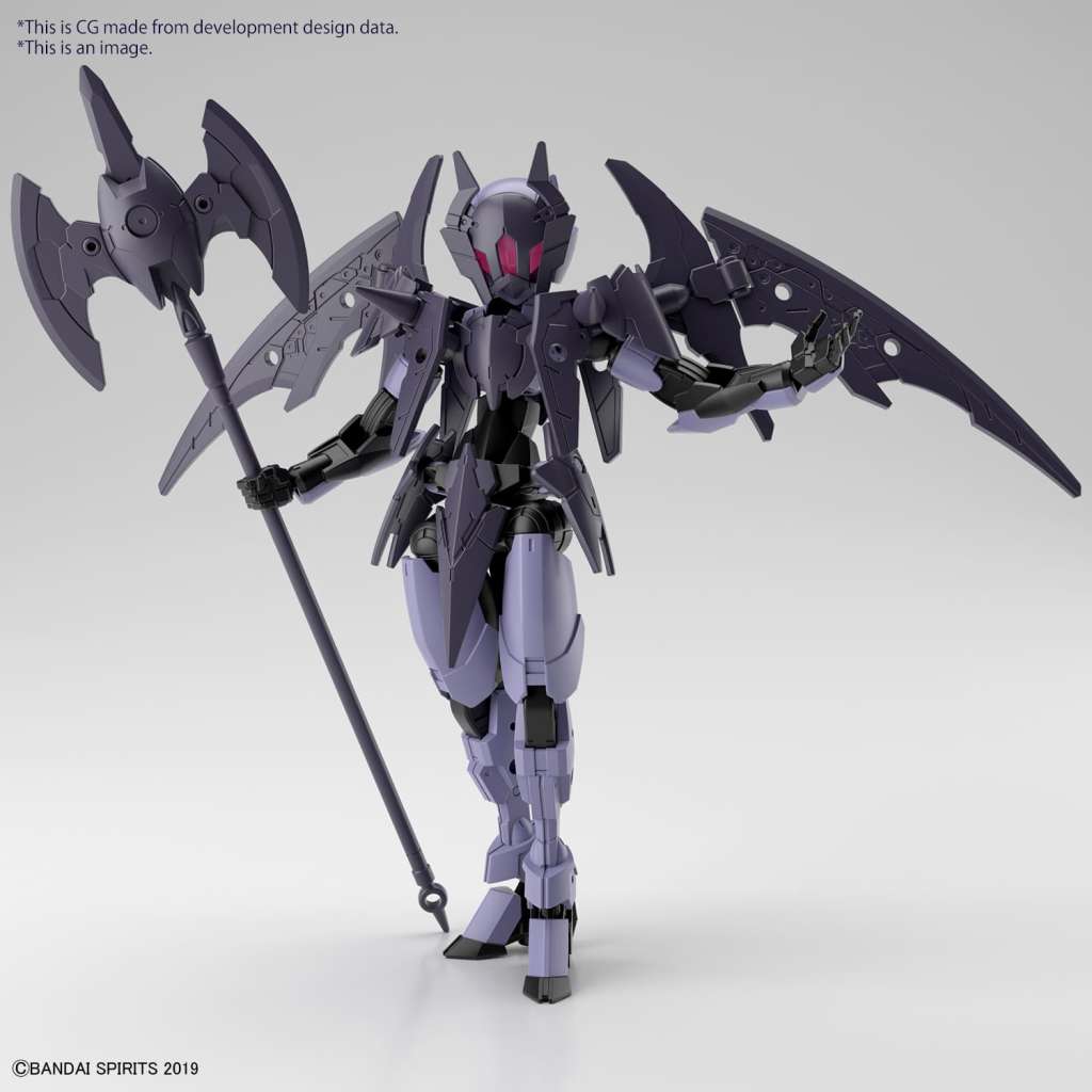 Model kit Bandai 30MM Spinatia Reaper Type scala 1/144 – Mecha femminile da 12cm con arma combinabile e supporto pipistrello.