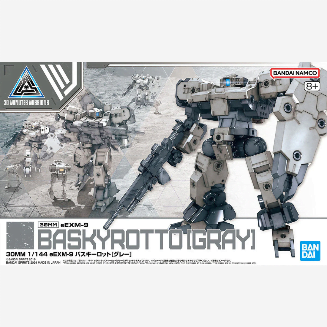 30MM eEXM-9 Baskyrotto Gray Bandai – model kit 1/144 altamente espandibile con fucile, scudo, giunti 3mm e drone RoiRoi incluso