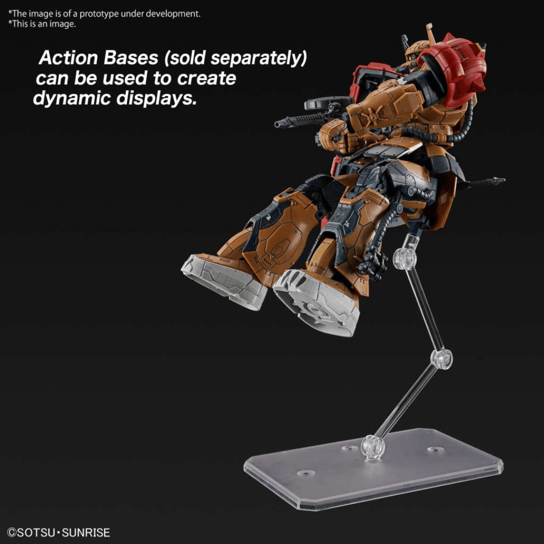 Box HG MS-06F Zaku II F Type Solari RFV Bandai 1/144 da Gundam Requiem for Vengeance con colori esclusivi, armi e parti mobili da collezione.