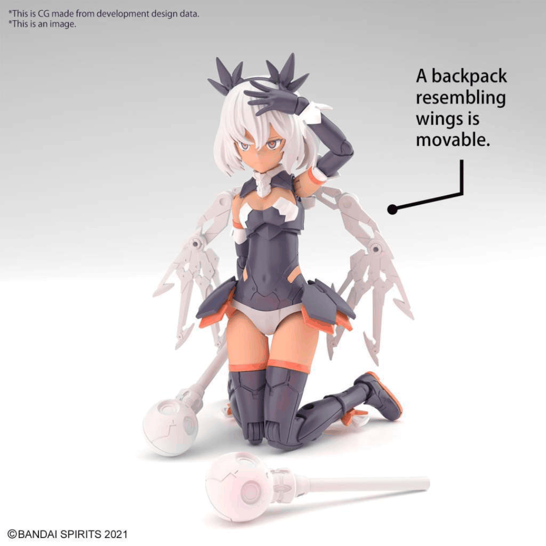 Box model kit Bandai 30MS ILSHANA Color C con armatura dark, mazze da battaglia, volti intercambiabili e zaino mecha articolato