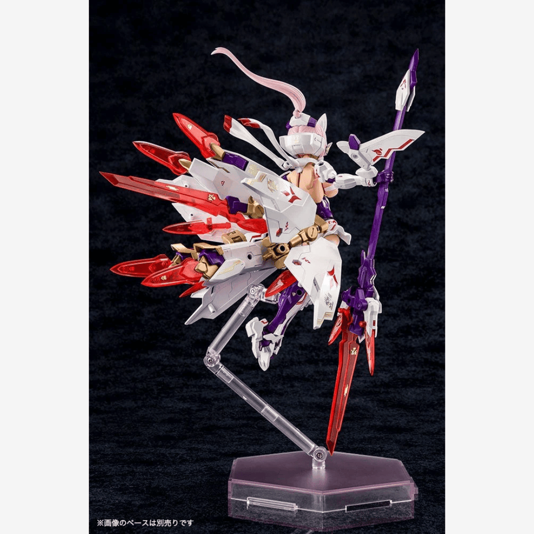 Box model kit Megami Device ASRA Nine-Tails Kotobukiya con armatura bianca futuristica e look Bishoujo mecha da combattimento