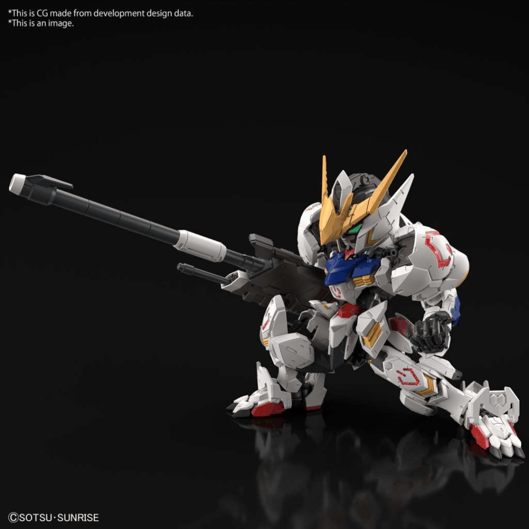 Box MGSD Gundam Barbatos con Mobile Suit SD dettagliato e armato, ispirato a Iron-Blooded Orphans. Gunpla compatto con qualità da Master Grade.