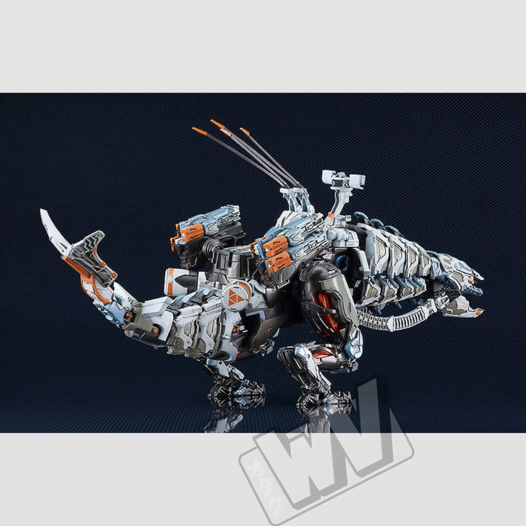 Moderoid Thunderjaw Horizon Forbidden West model kit 38 cm dettagliato, mecha da montare con design fedele al videogioco e componenti articolati per collezionisti