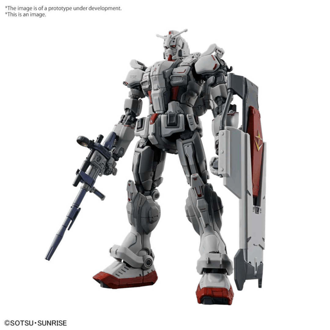 Box HG RX-78(G)E Gundam EX RFV Bandai 1/144 da Gundam Requiem for Vengeance, model kit con armi, scudi e articolazioni avanzate, serie Netflix.