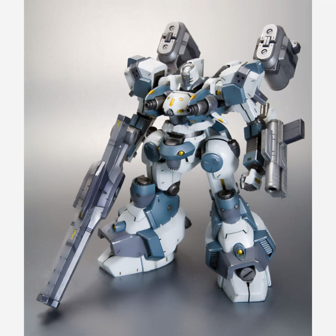 Model kit Armored Core Mirage C04-Atlas Fox Eye con artiglieria pesante, dettagli mecha e pose dinamiche in stile sci-fi militare