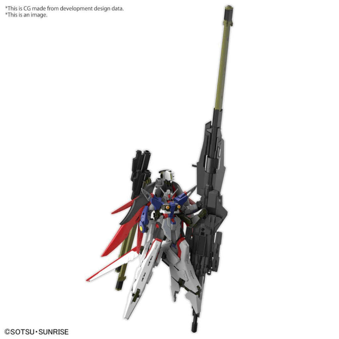 Box HG Bandai Destiny Gundam Spec II & Zeus Silhouette 1/144 da Gundam SEED Freedom, kit Gunpla senza colla con ali translucide e cannone Zeus.