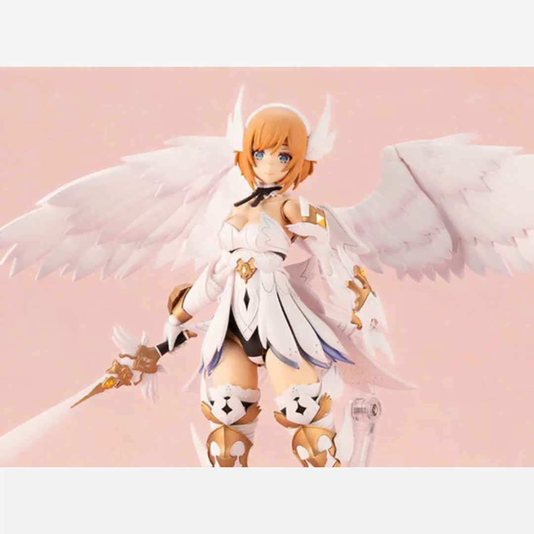 Box model kit Kotobukiya Lumitea Arcanadea con ali bianche, outfit fantasy angelico e artwork originale illustrato da necömi