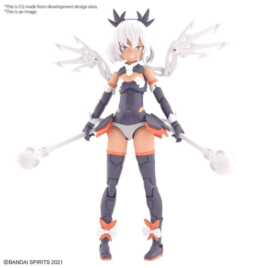 Box model kit Bandai 30MS ILSHANA Color C con armatura dark, mazze da battaglia, volti intercambiabili e zaino mecha articolato