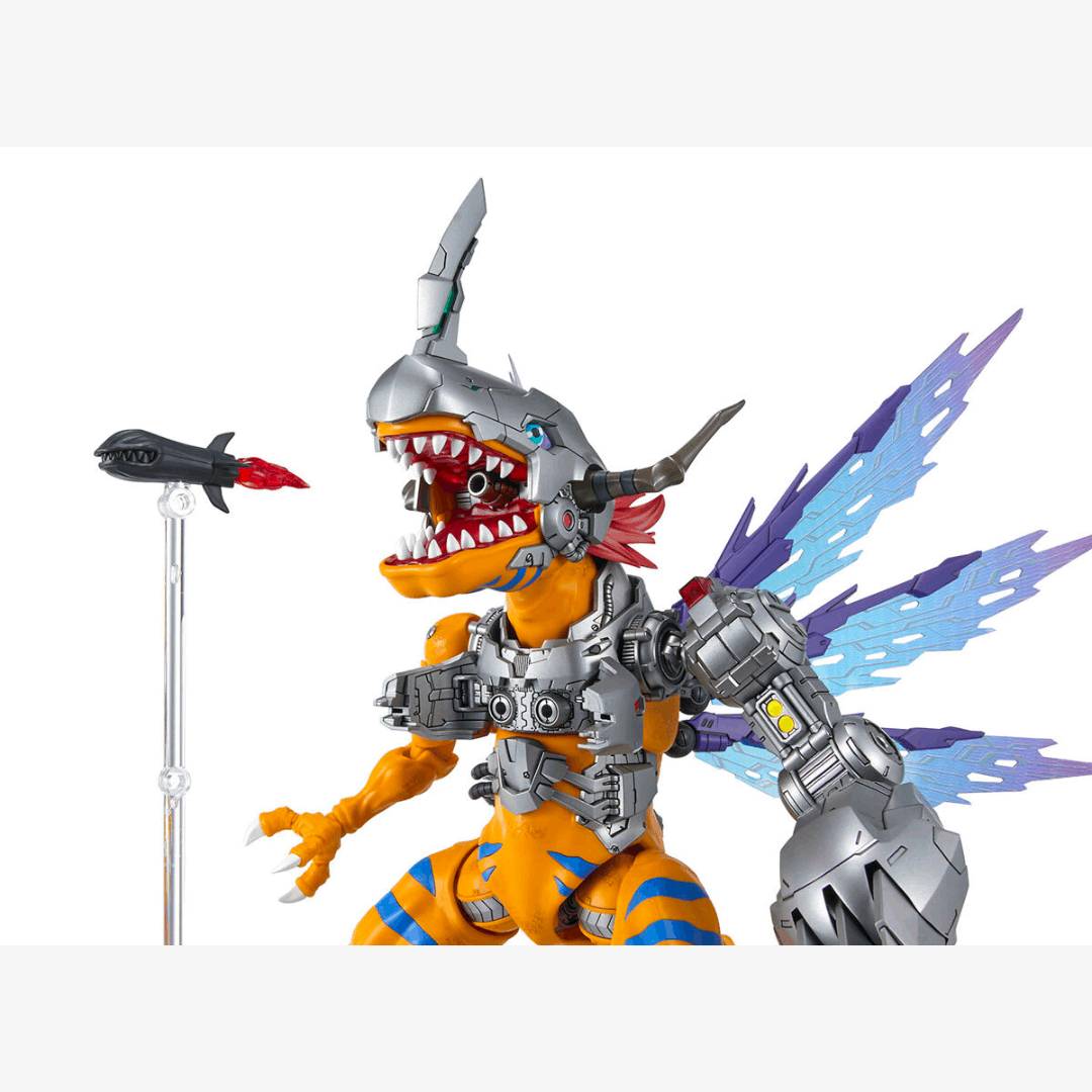 Model Kit Figure-rise Amplified MetalGreymon Vaccine Bandai, 15 cm, dettagli meccanici, snodato, con accessori, montaggio facile, senza colla.