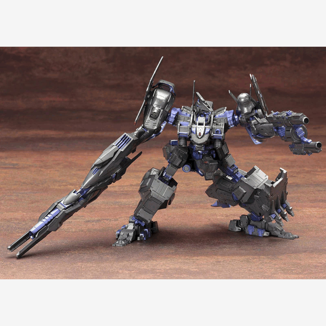 Box model kit CO3 Malicious R.I.P. 3/M Armored Core Verdict Day con armatura nera, booster blu e armi da combattimento futuristiche