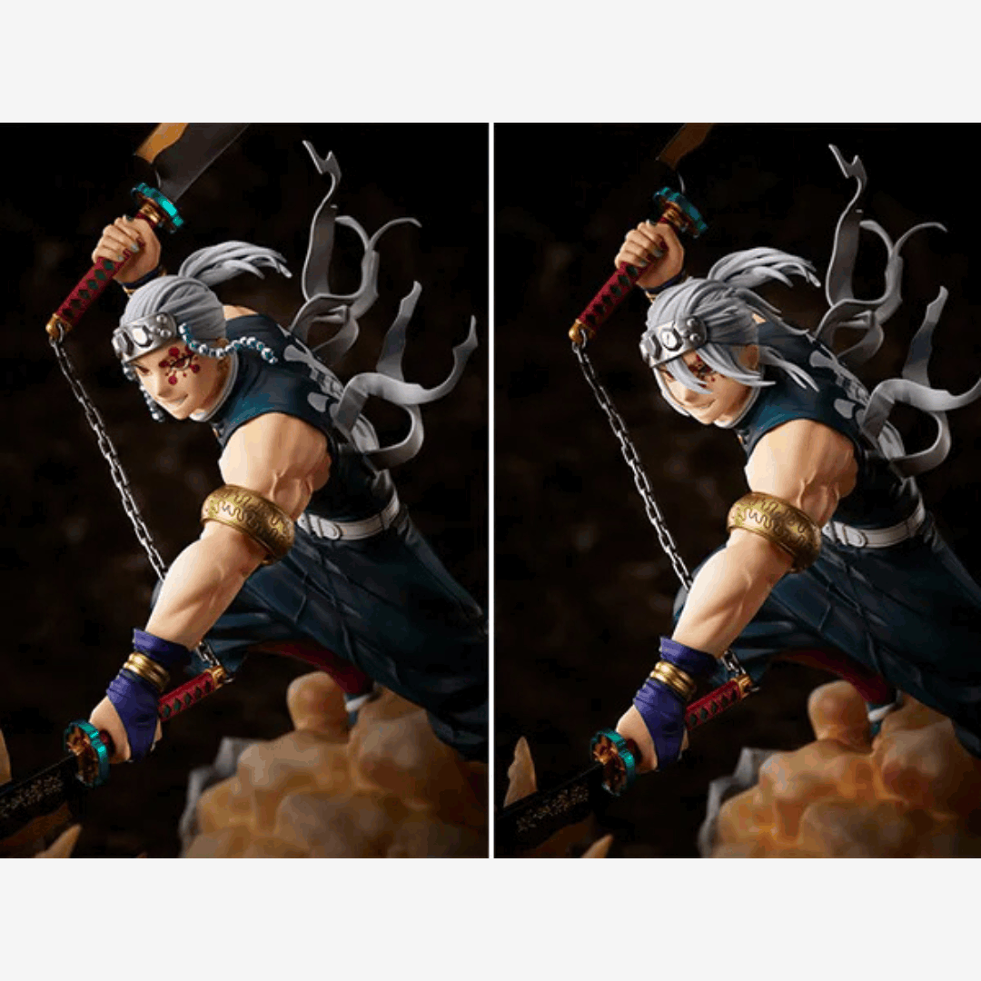 Statua Tengen Uzui 28 cm da Demon Slayer, figure anime ufficiale in PVC con posa d’azione su base scenica – disponibile su Weeaboverse