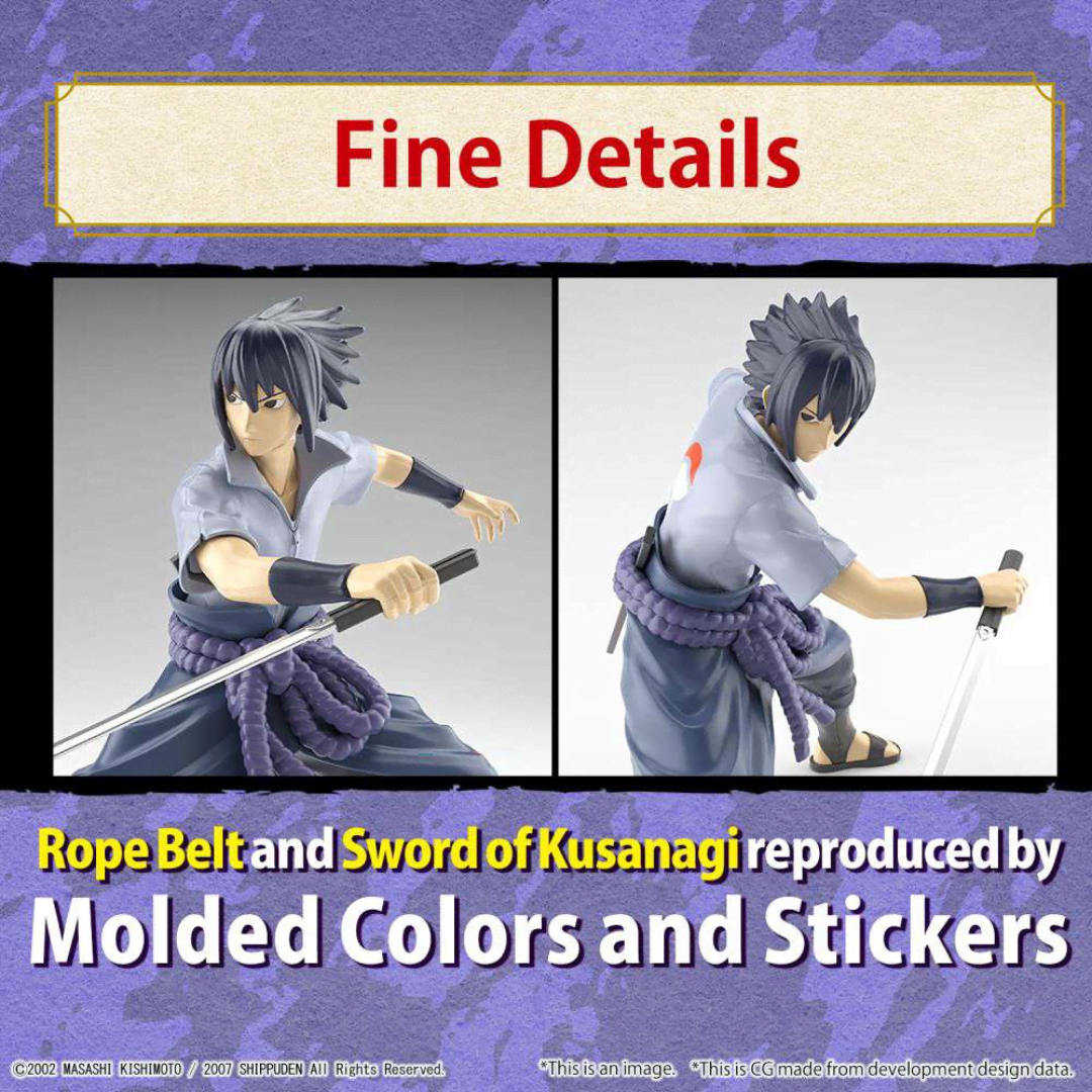 Box Model Kit Entry Grade Uchiha Sasuke Bandai, modellino anime dettagliato da assemblare, senza colla, con katana inclusa, scala 1/10.