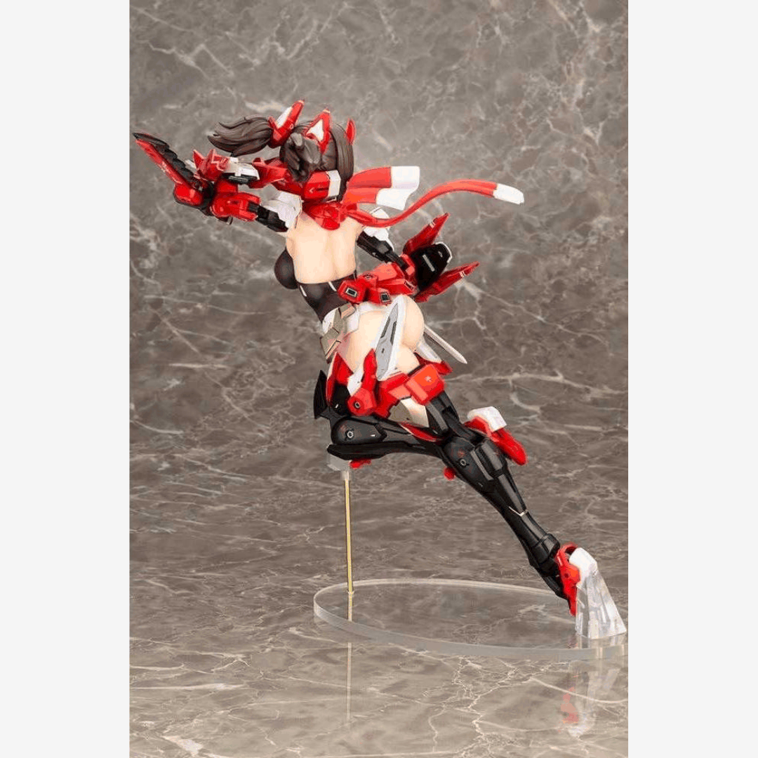 Figure Megami Device Asra Ninja Bonus Edition 28 cm con armatura mecha rossa e dettagli futuristici – disponibile su Weeaboverse