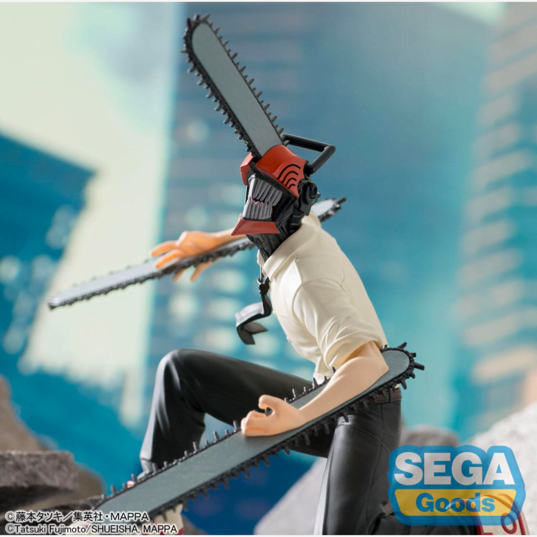 Figure SEGA Chainsaw Man Denji in posa d’azione con motoseghe, statue da collezione anime su Weeaboverse