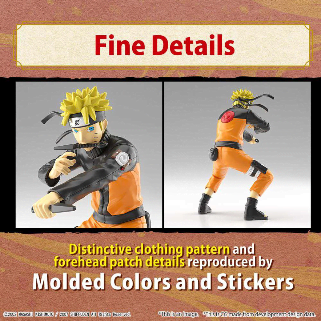 Box Model Kit Entry Grade Naruto Uzumaki Bandai, modellino in scala 1/10, facile da montare e dettagliato, perfetto per fan di Naruto Shippuden.