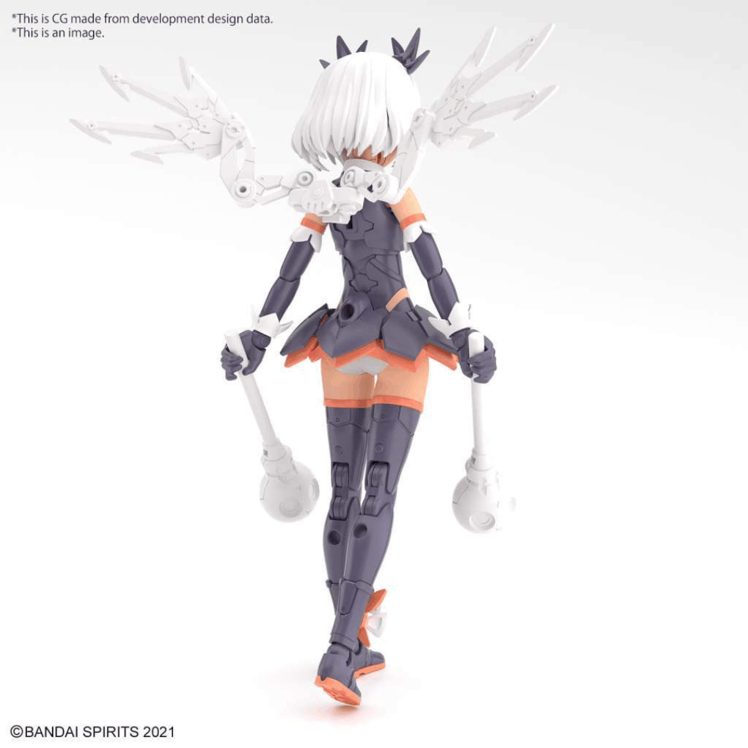 Box model kit Bandai 30MS ILSHANA Color C con armatura dark, mazze da battaglia, volti intercambiabili e zaino mecha articolato