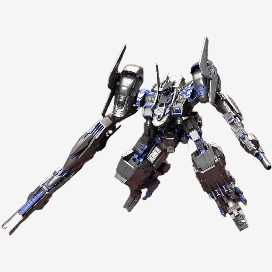 Box model kit CO3 Malicious R.I.P. 3/M Armored Core Verdict Day con armatura nera, booster blu e armi da combattimento futuristiche