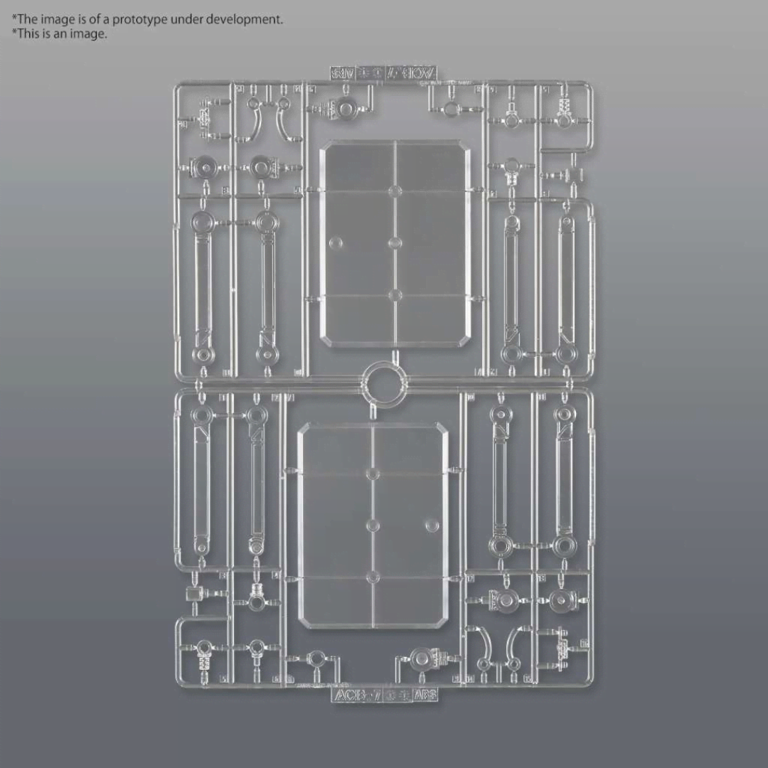 Base trasparente doppia per action figure e Gunpla scala 1/144 con bracci articolati – supporto per esposizione dinamica e pulita.