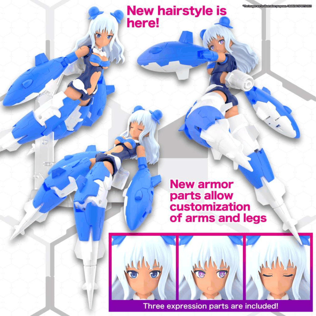 Bandai 30MS Siana Amarcia Vivace Form 1/144 – Model kit girl con armatura subacquea, volti espressivi e compatibilità con i kit 30MM.