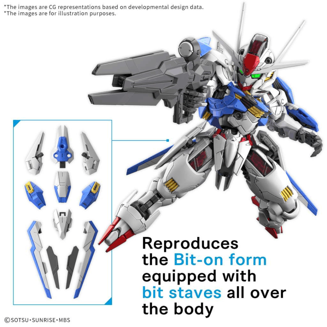 Model Kit MGSD Gundam Aerial Bandai da The Witch from Mercury, formato SD dettagliato, armatura premium e articoli traslucidi per pose dinamiche.