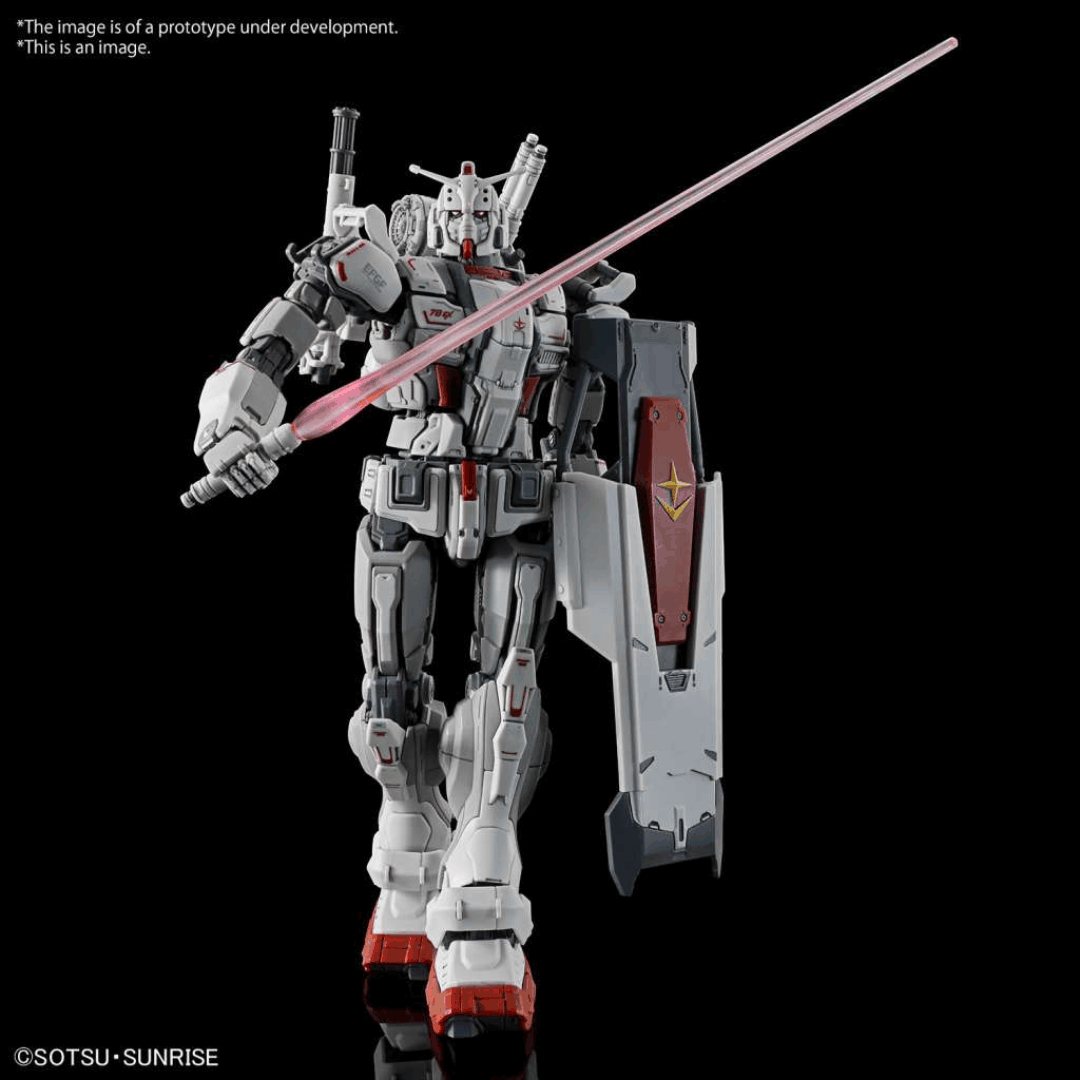 Box HG RX-78(G)E Gundam EX RFV Bandai 1/144 da Gundam Requiem for Vengeance, model kit con armi, scudi e articolazioni avanzate, serie Netflix.