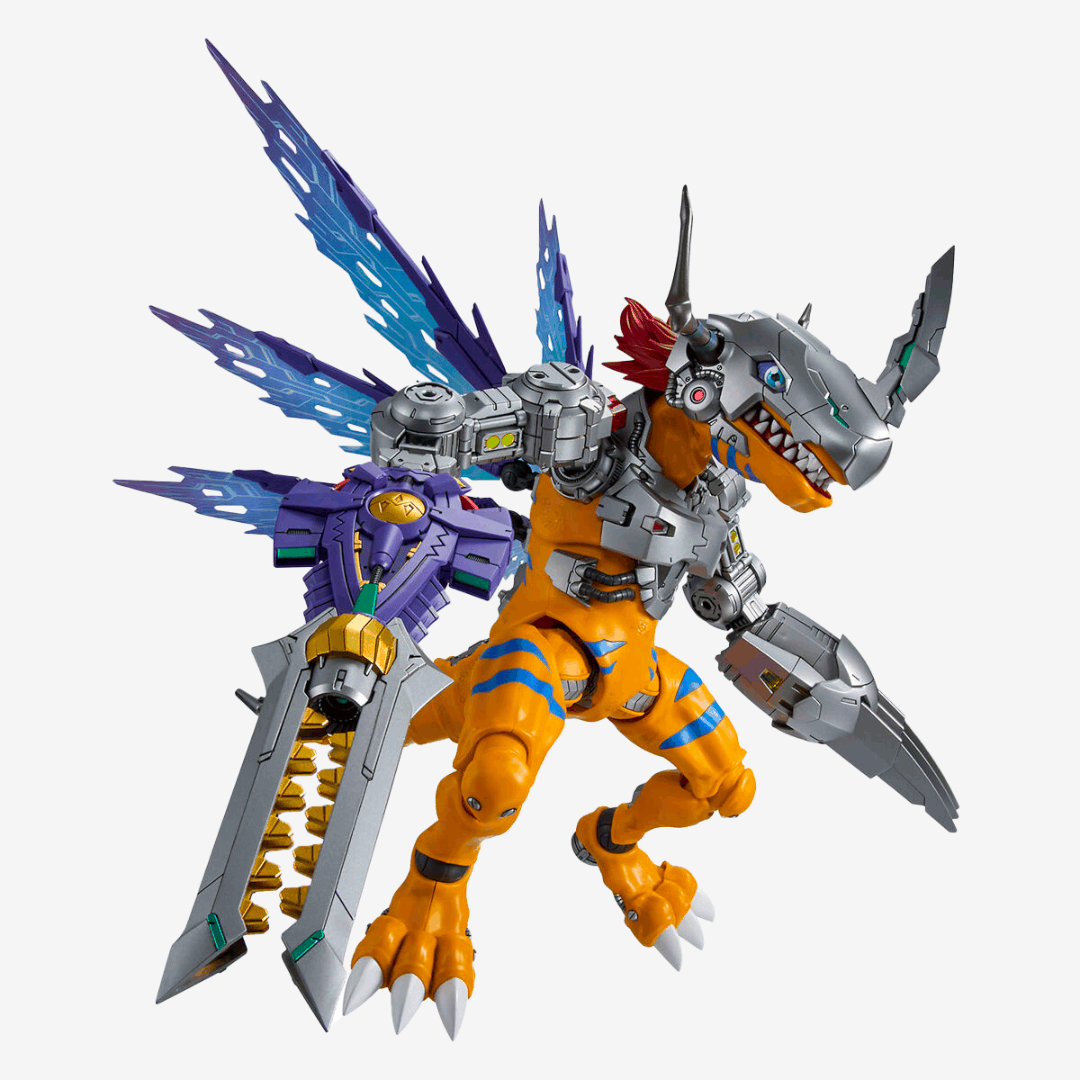 Model Kit Figure-rise Amplified MetalGreymon Vaccine Bandai, 15 cm, dettagli meccanici, snodato, con accessori, montaggio facile, senza colla.