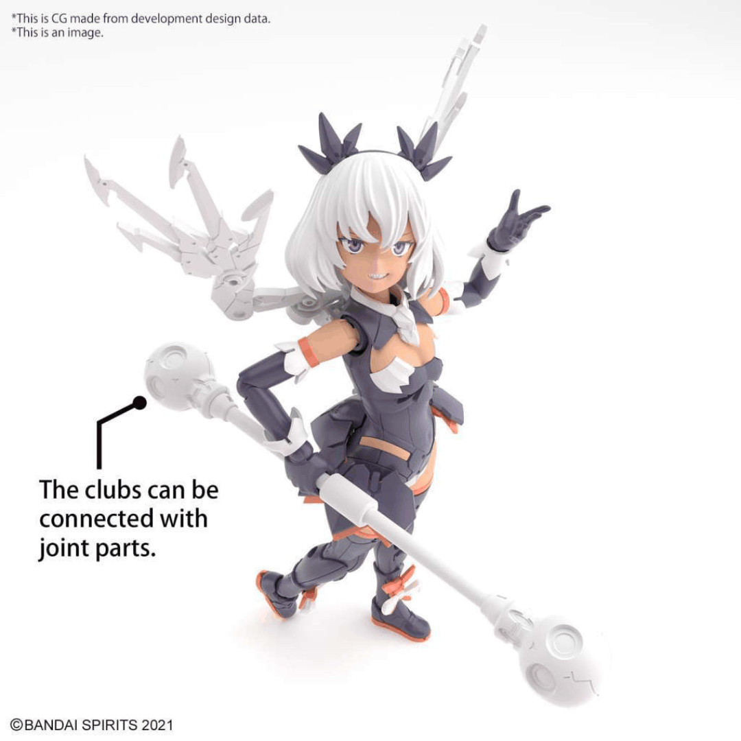 Box model kit Bandai 30MS ILSHANA Color C con armatura dark, mazze da battaglia, volti intercambiabili e zaino mecha articolato