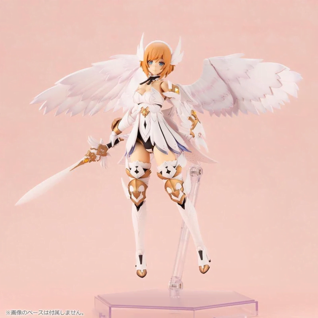 Box model kit Kotobukiya Lumitea Arcanadea con ali bianche, outfit fantasy angelico e artwork originale illustrato da necömi