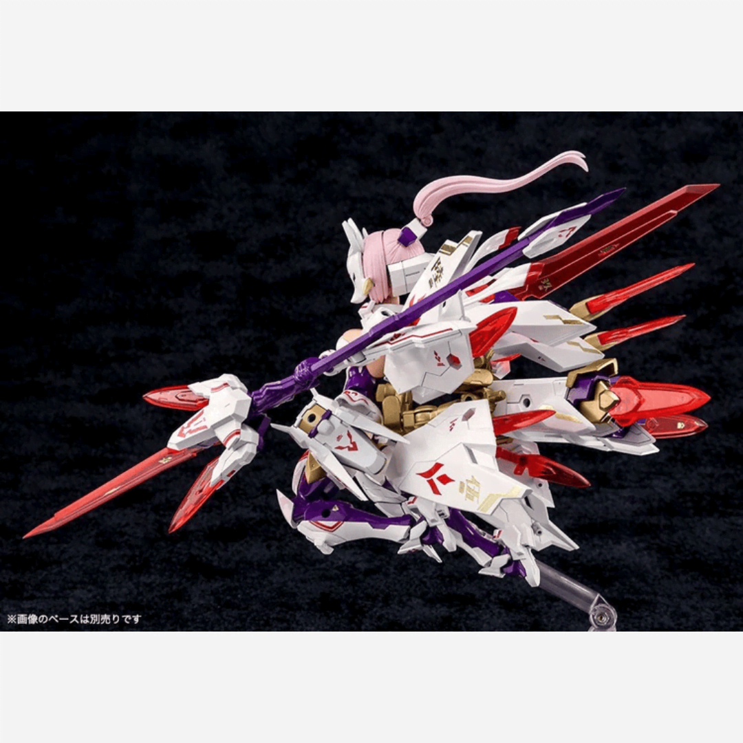 Box model kit Megami Device ASRA Nine-Tails Kotobukiya con armatura bianca futuristica e look Bishoujo mecha da combattimento