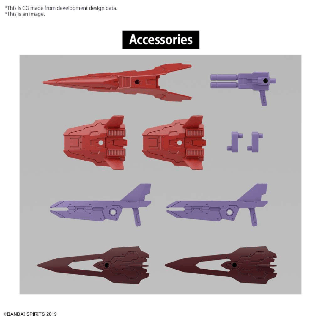 Bandai 30MM Espossito Y 1/144 rosso, mecha trasformabile con forma di volo, compatibile e personalizzabile con altri model kit della linea 30MM.