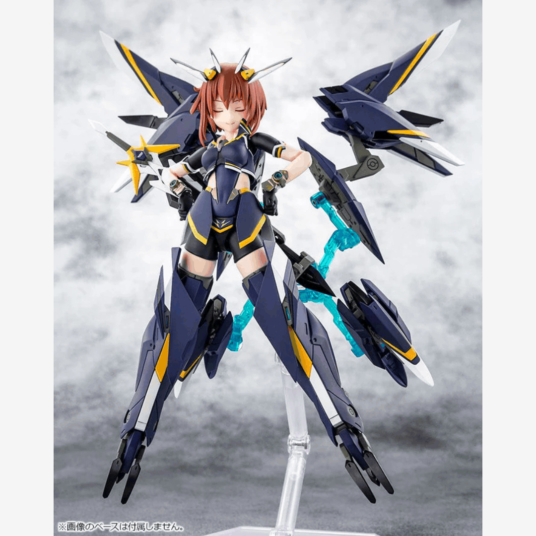Box model kit Megami Device Sugumi Kanagata Ga-Shin con armatura blu trasformabile, armi modulari e design anime Alice Gear Aegis