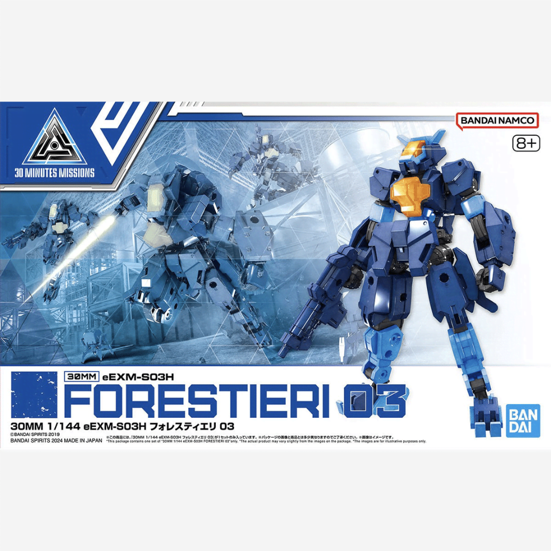 Model Kit Bandai 30MM Forestieri 03 Blue – kit 1/144 con sistema modulare, armatura personalizzabile, giunti 3mm e Roy Roy incluso