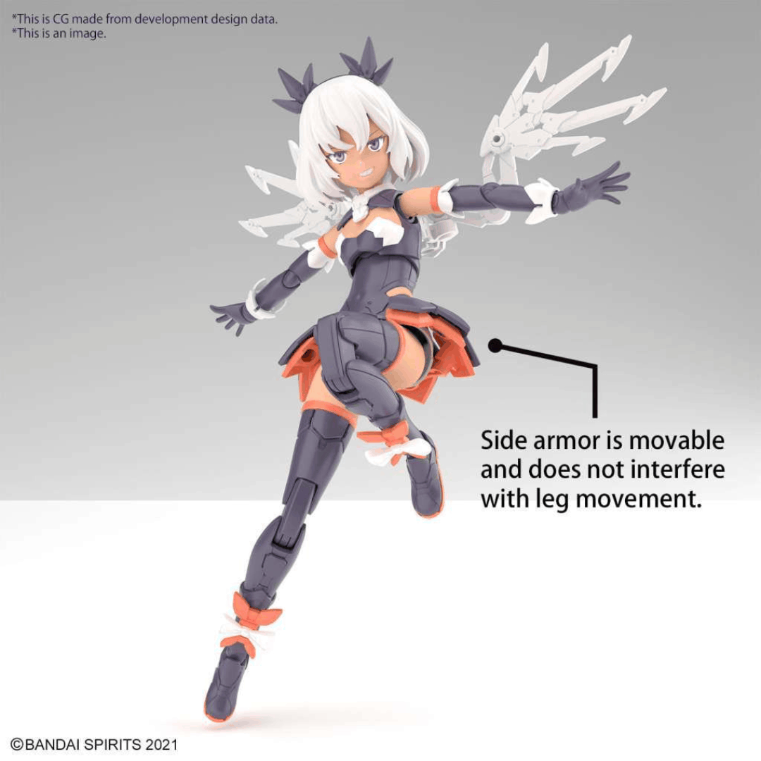 Box model kit Bandai 30MS ILSHANA Color C con armatura dark, mazze da battaglia, volti intercambiabili e zaino mecha articolato