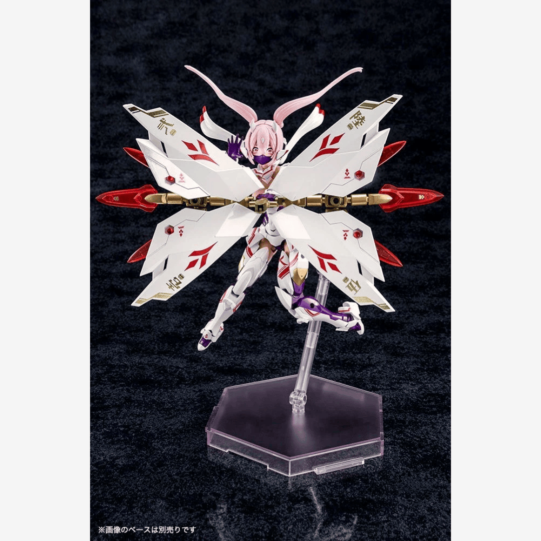 Box model kit Megami Device ASRA Nine-Tails Kotobukiya con armatura bianca futuristica e look Bishoujo mecha da combattimento