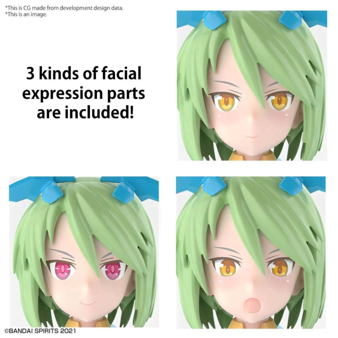 Box model kit Bandai 30MS Far-Farina Conductor Form con armatura azzurra, viso tampografato e design Bishoujo snodabile