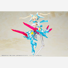 Box model kit ASRA Ninja Aoi Megami Device Kotobukiya con armatura azzurra, posa dinamica e armi ninja dettagliate in scala 1/1