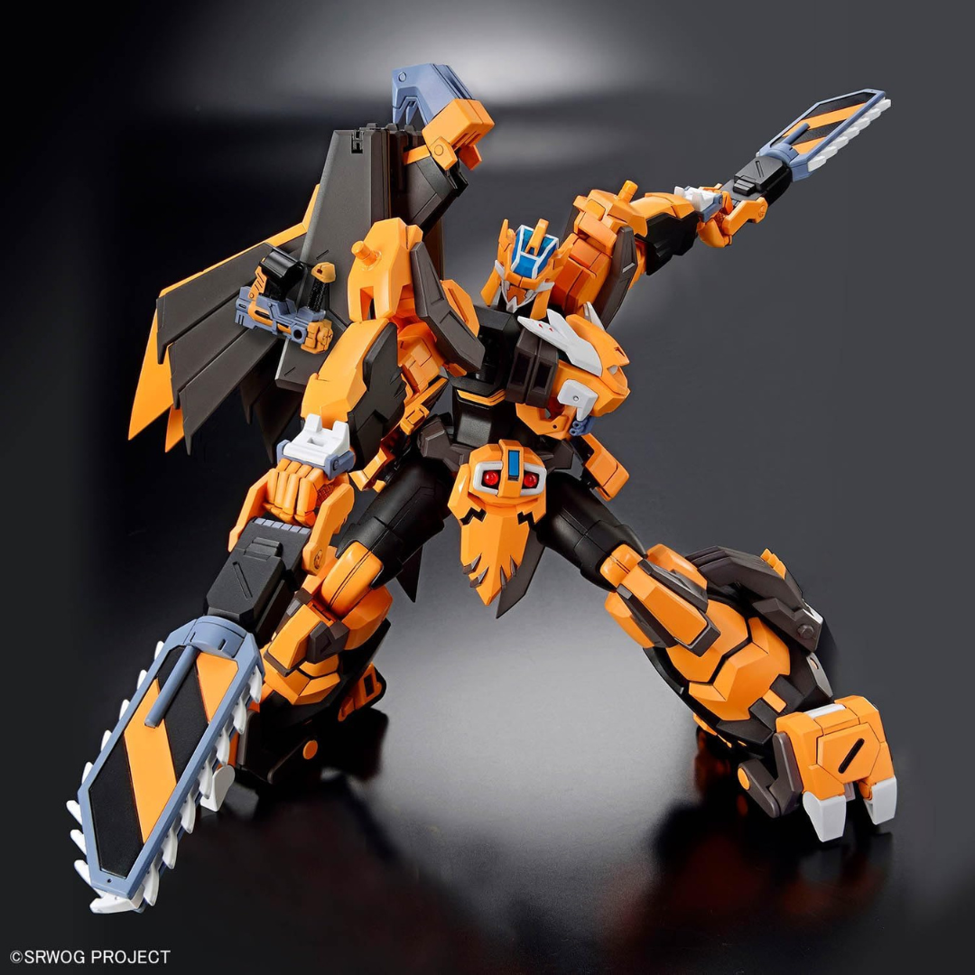 Box HG 1/144 Gunleon Super Robot Wars OG – Gunpla Bandai 2024 arancione con enormi armi meccaniche, kit da montare senza colla né verniciatura