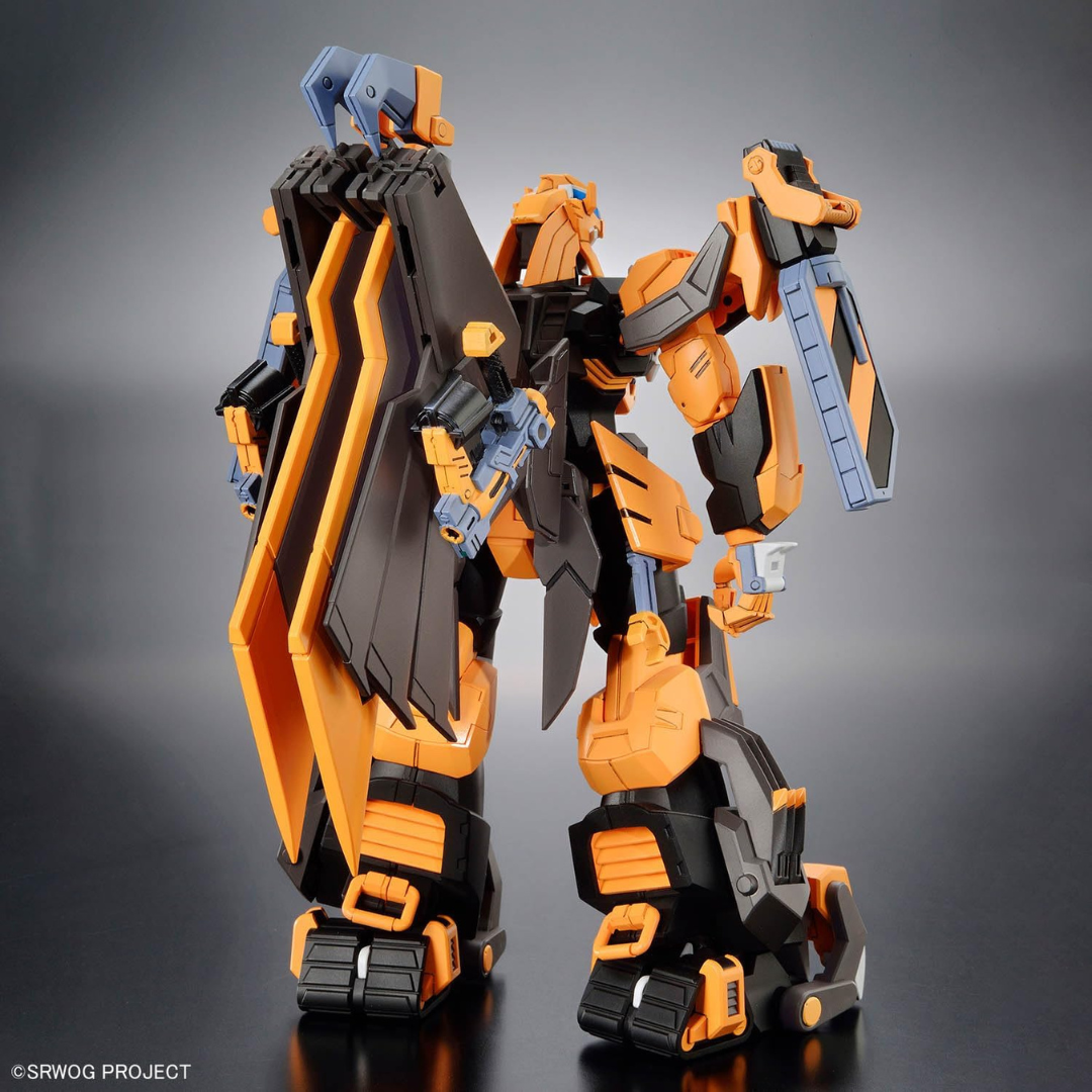 Box HG 1/144 Gunleon Super Robot Wars OG – Gunpla Bandai 2024 arancione con enormi armi meccaniche, kit da montare senza colla né verniciatura