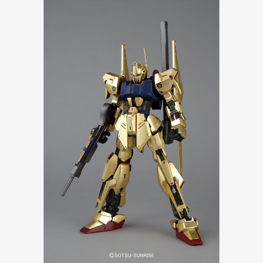 Gunpla MG Hyaku Shiki 1/100 dorato da Zeta Gundam – mobile suit Bandai da assemblare, dettagli Master Grade, ideale per collezionisti Gunpla