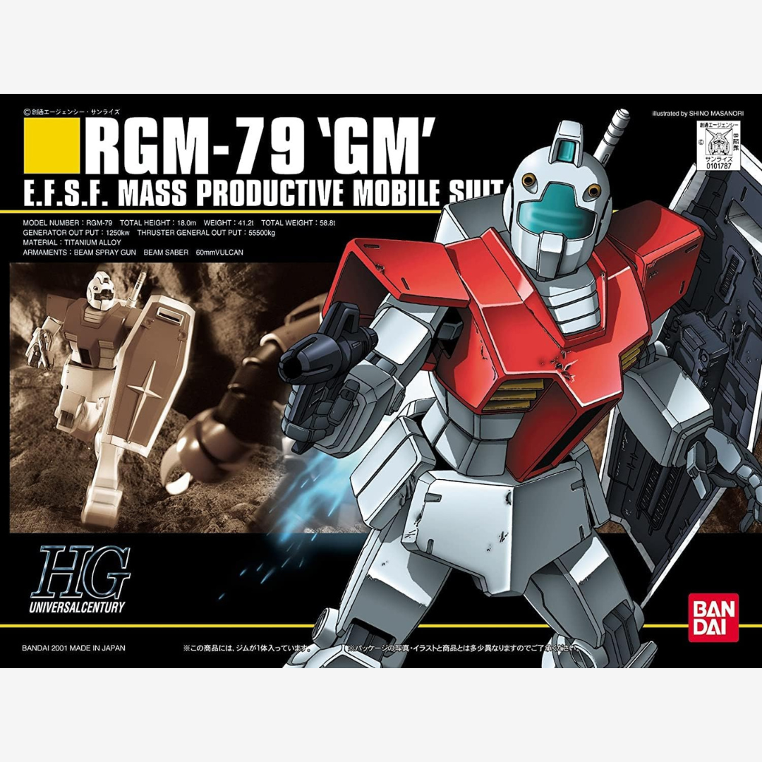 Box HG RGM-79 GM 1/144 Bandai Gunpla Universal Century EFSF, mobile suit classico da montare senza colla, perfetto per fan storici Gundam.