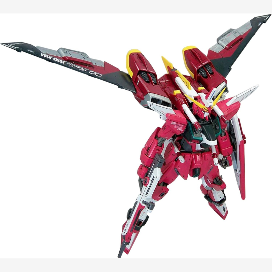Box Gunpla MG ∞ Justice Gundam ZGMF-X19A Bandai, Master Grade da assemblare senza colla, con Fatum-01 e dettagli Cosmic Era realistici.