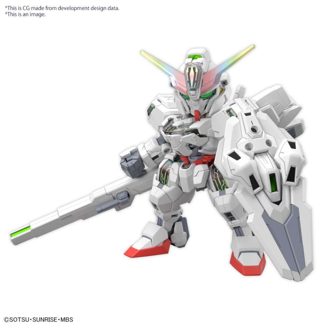 Gunpla SD Gundam Calibarn Cross Silhouette Bandai con frame incluso, Bit Staves, Permet Score e armi, kit da montare tratto da The Witch from Mercury.