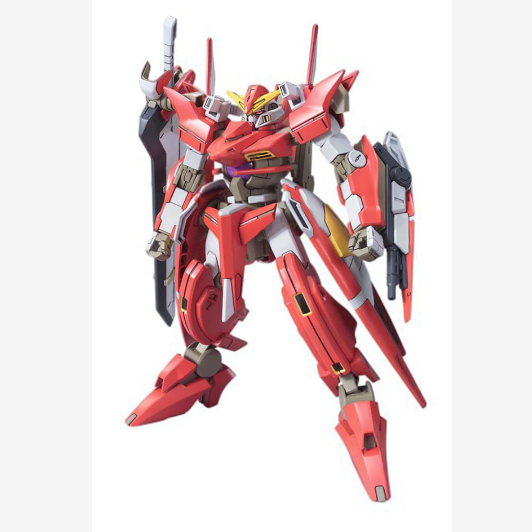 Box HG 1/144 Gundam Throne Zwei Bandai – Gunpla Gundam 00 rosso e grigio con armi GN e look fiammeggiante, kit da assemblare senza colla