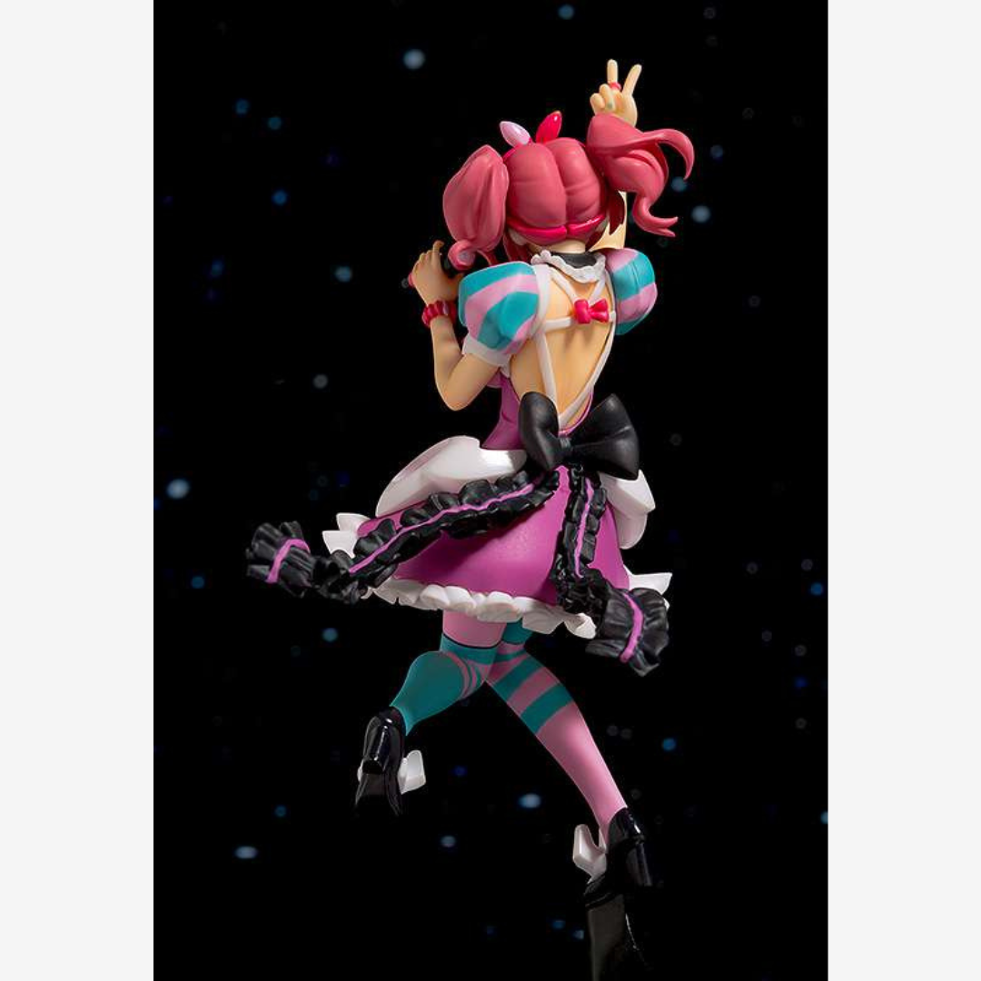 Model kit idol anime kawaii da assemblare, con abito rosa, microfono, pose dinamiche e dettagli pop colorati, senza bisogno di colla o verniciatura.