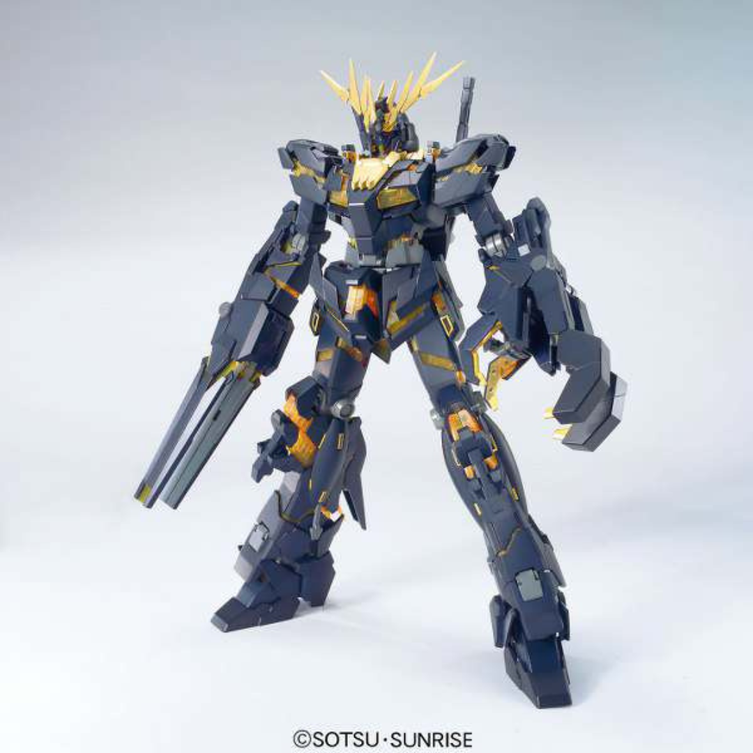 MG 1/100 Banshee Unicorn Gundam 02 Destroy Mode con Psycho Frame arancio. Gunpla Master Grade da montare senza colla, dettaglio e potenza UC.