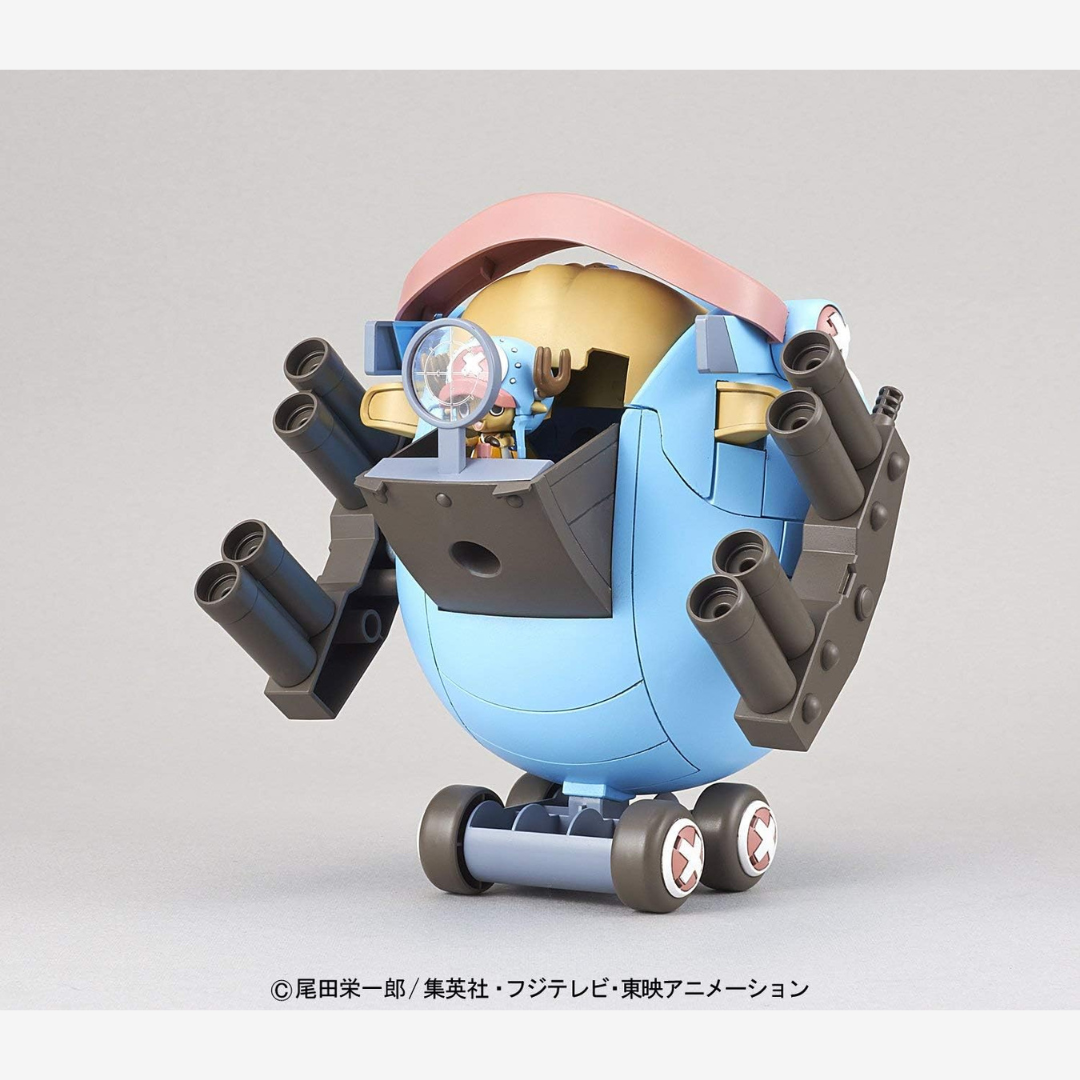 Box Bandai Chopper Robo Super No.1 Guard Fortress One Piece, mecha difensivo rotondo con torrette ispirato alla Guard Point di Chopper, kit da montare senza colla né vernice
