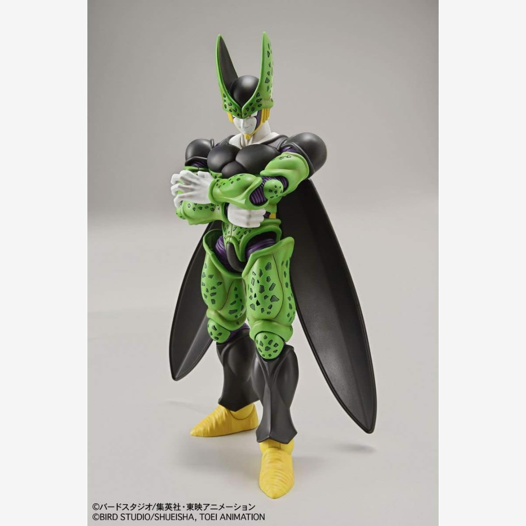 Box model kit Figure-rise Standard Bandai di Perfect Cell Dragon Ball Z, plastico da assemblare senza colla, articolato e dettagliato per collezionisti.