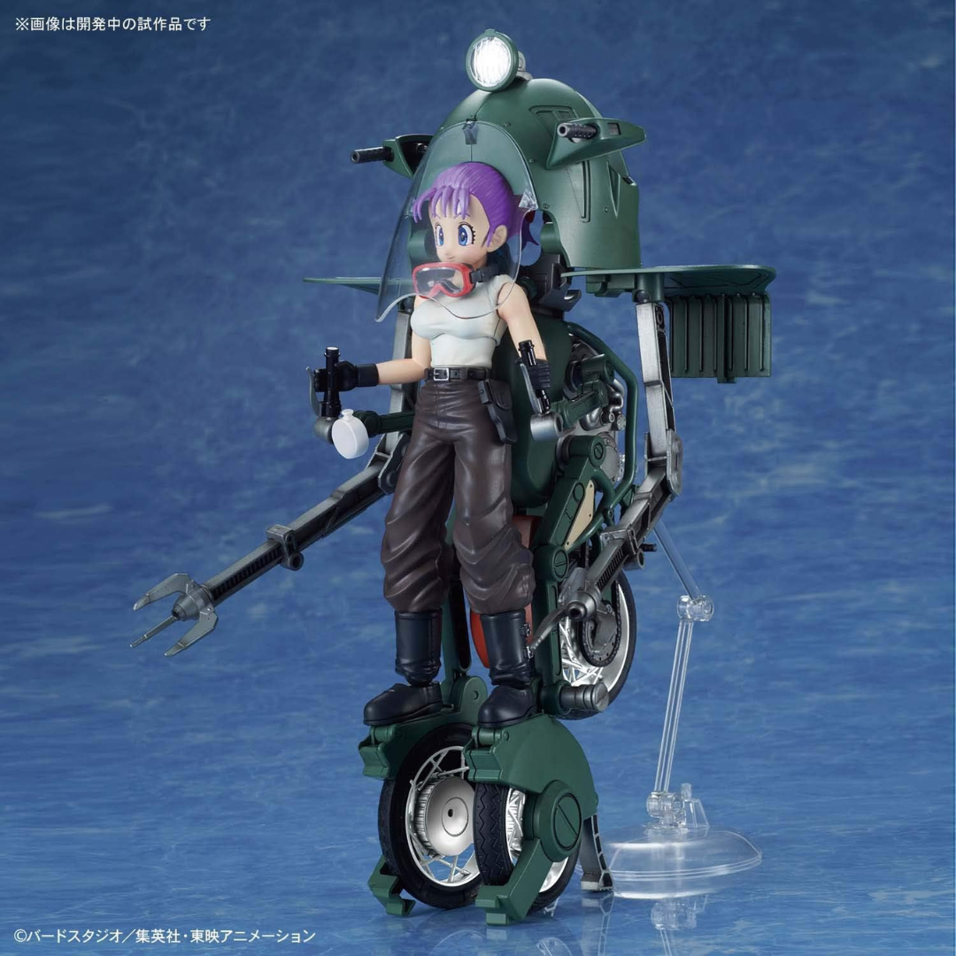 Model kit Bandai Figure-rise Mechanics Bulma’s Variable No.19 Motorcycle Dragon Ball, 3 modalità trasformabili senza colla né vernice, da assemblare.