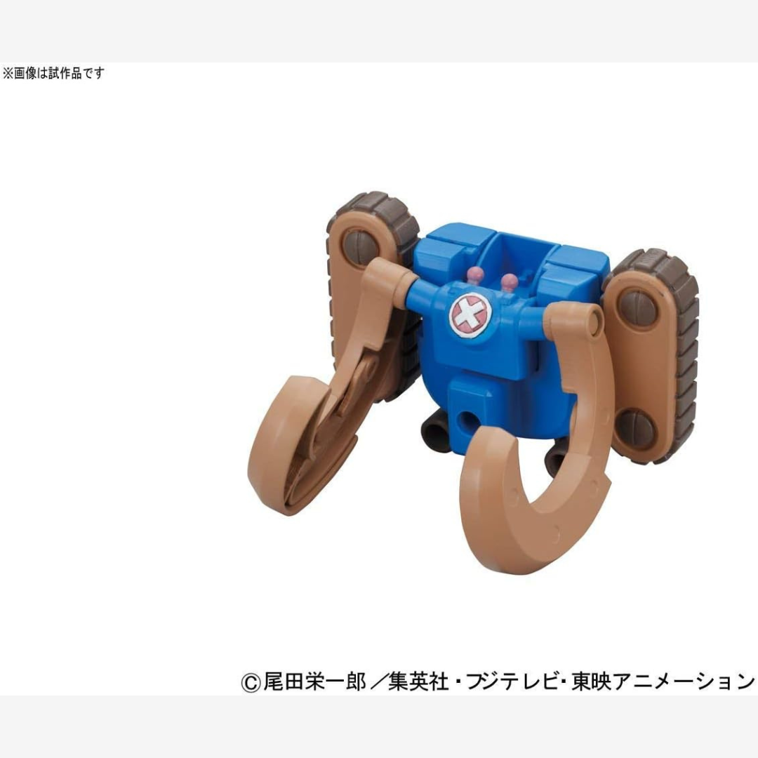 Box Bandai Chopper Robo Super No.3 Horn Dozer One Piece, robot blu con corna giganti ispirato alla Horn Point di Chopper, kit modellismo senza colla né vernice
