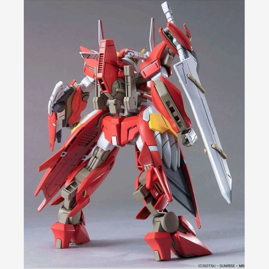 Box HG 1/144 Gundam Throne Zwei Bandai – Gunpla Gundam 00 rosso e grigio con armi GN e look fiammeggiante, kit da assemblare senza colla